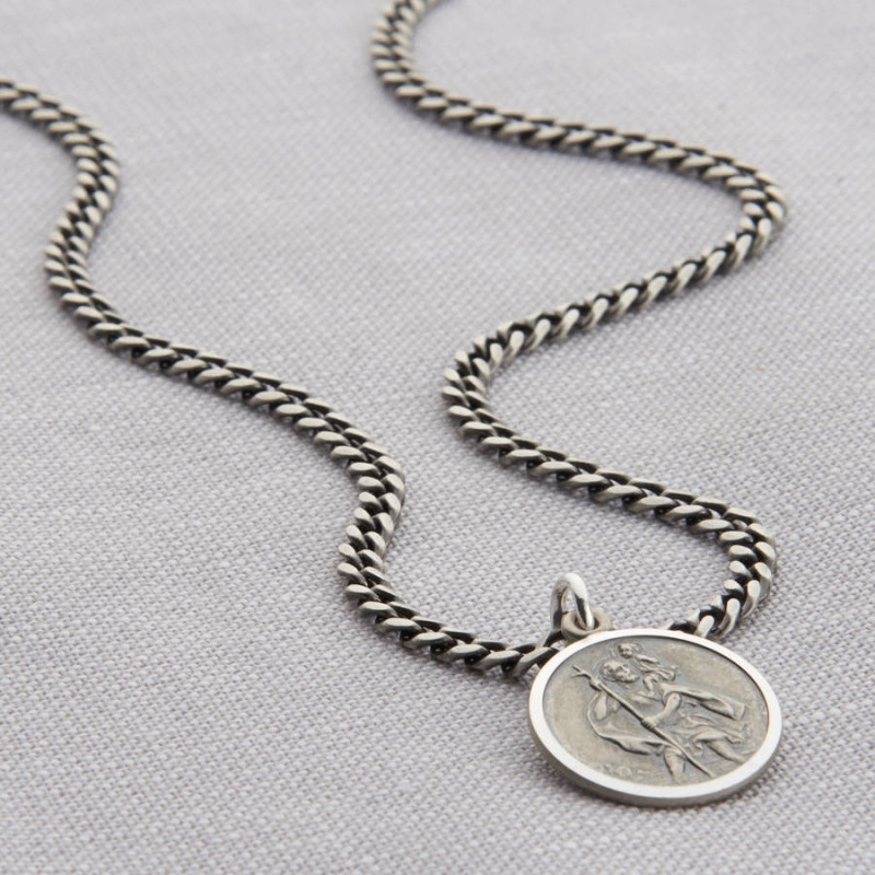 Personalised Sterling Silver St Christopher Necklace