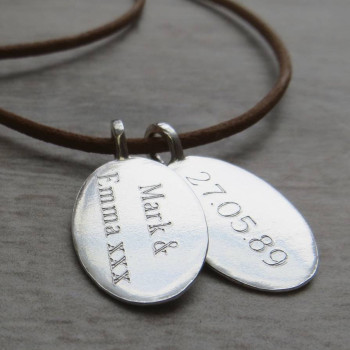 Silver Tag amp Leather Cord Necklace