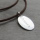 Silver Tag amp Leather Cord Necklace