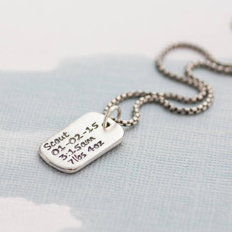 Personalised Dog Tag Necklace Detail Personalised dog tag necklace detail