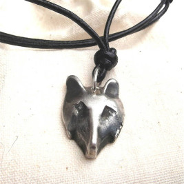 Solid Silver Fox Head Necklace