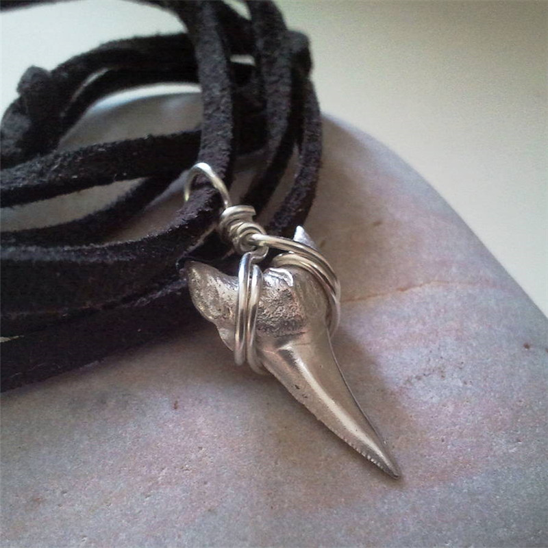 Silver shark tooth necklace