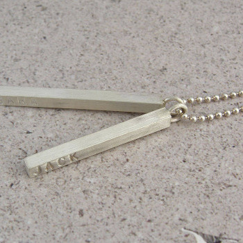 Silver Personalised Satin Mens Necklace Silver Personalised Satin Mens Necklace