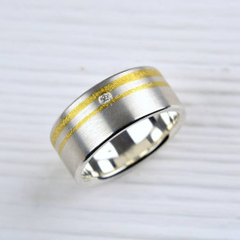 Silver And Finegold Diamond Ring