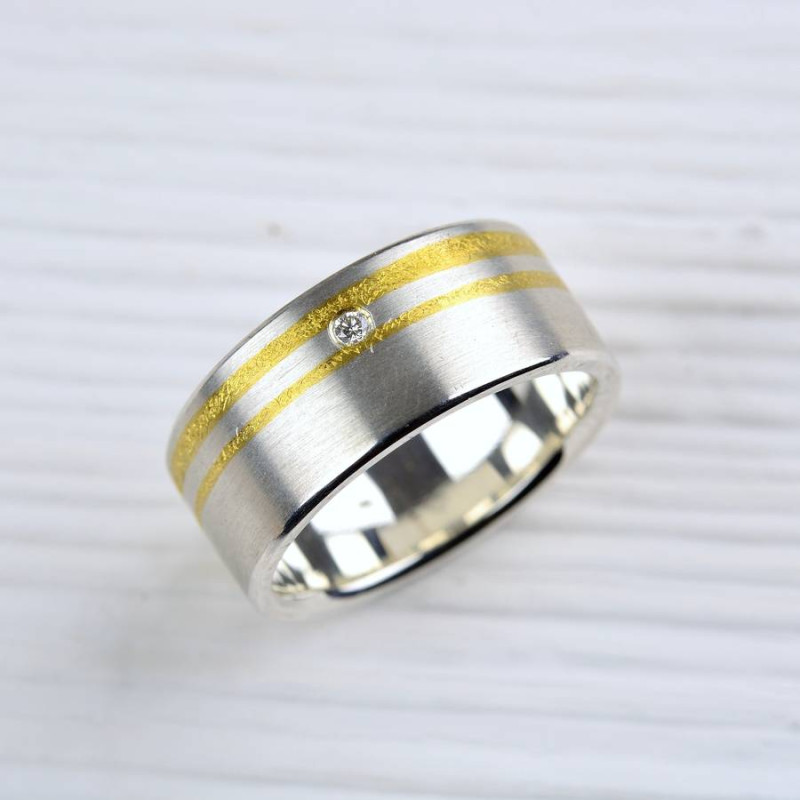 Silver and Finegold Diamond Ring Silver and Finegold Diamond Ring product image