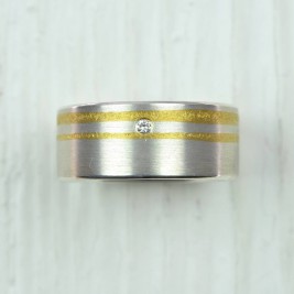 Silver And Finegold Diamond Ring