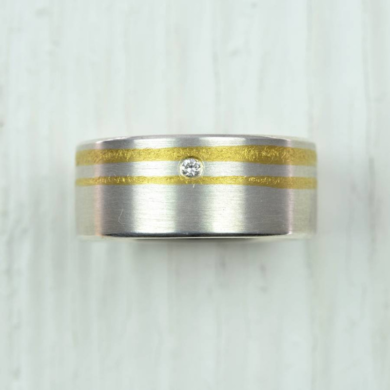 Silver and Finegold Diamond Ring Silver and Finegold Diamond Ring product image