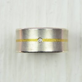 Silver And Fused Gold Diamond Ring
