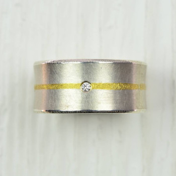 Silver And Fused Gold Diamond Ring Silver And Fused Gold Diamond Ring