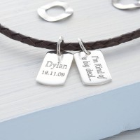 Personalised Silver And Leather Double Dog Tag Necklet