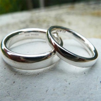 Silver Comfort Fit Wedding Ring Set