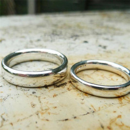 Silver Comfort Fit Wedding Ring Set