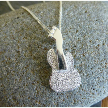 Silver Guitar Pendant And Chain