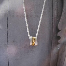 Silver Ovals Necklace With Gold