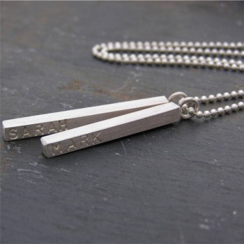 Silver Personalised Satin Mens Necklace