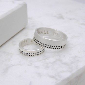 Silver Personalised Cubes His And Hers Rings