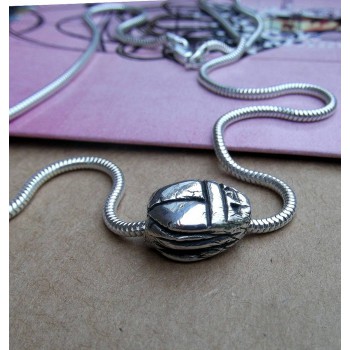 Silver Scarab Beetle Necklace