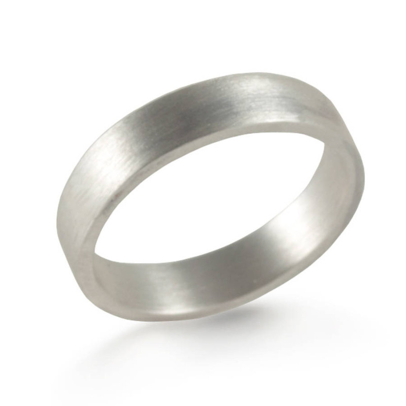 Hand-Forged Flat-Fit Silver Wedding Band Ring Hand-forged flat-fit silver wedding band ring product view