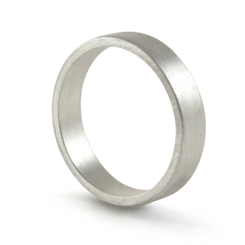 Hand-Forged Flat-Fit Silver Wedding Band Ring Hand-forged flat-fit silver wedding band ring product view