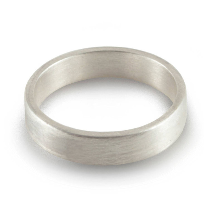 Hand-Forged Flat-Fit Silver Wedding Band Ring Hand-forged flat-fit silver wedding band ring product view