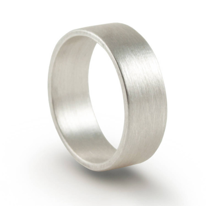 Hand-Forged Flat-Fit Silver Wedding Band Ring Hand-forged flat-fit silver wedding band ring product view
