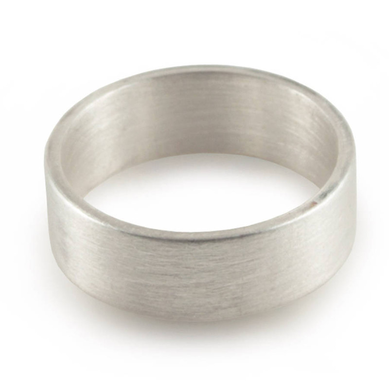 Hand-Forged Flat-Fit Silver Wedding Band Ring Hand-forged flat-fit silver wedding band ring product view