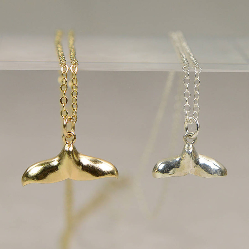 Silver Whale Tail Pendant Necklace Silver whale tail pendant necklace