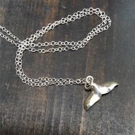 Silver Whale Tail Pendant Necklace