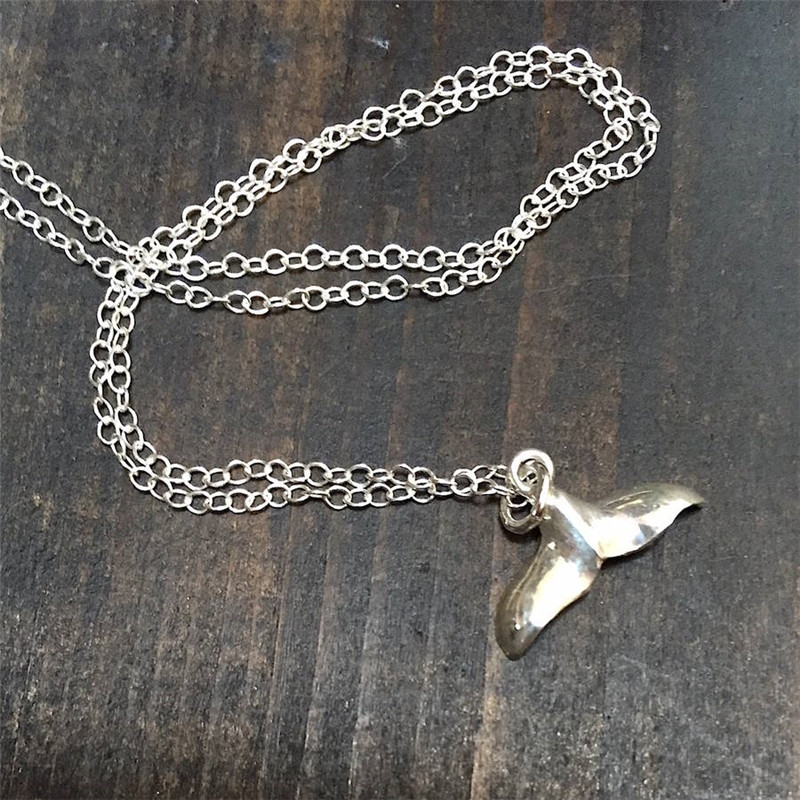 Silver Whale Tail Pendant Necklace Silver whale tail pendant necklace