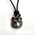 Silver Wolf Head Necklace View Silver wolf head necklace view
