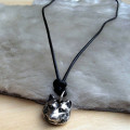 Silver Wolf Head Necklace View Silver wolf head necklace view
