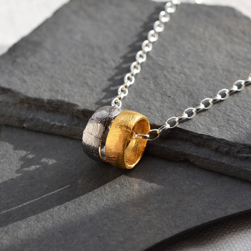 Small Meteorite Rings Necklace Small Meteorite Rings Necklace
