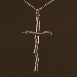 Silver Rose Root Cross Necklace