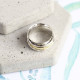 Sterling Silver And Gold Hammered Effect Spinning Ring