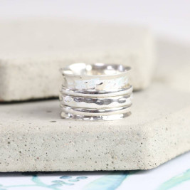 Sterling Silver Hammered Effect Spinning Ring