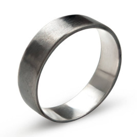 Sterling Silver Oxidized Flat Wedding Band Ring