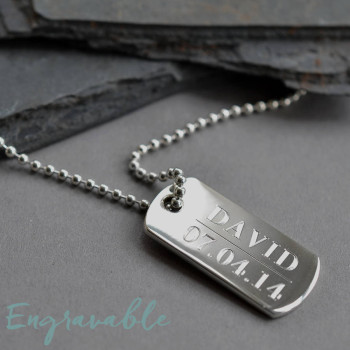 Sterling Silver Solid Dog Tag Necklace