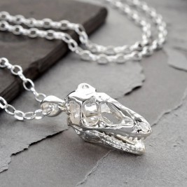 Sterling Silver T Rex Skull Necklace