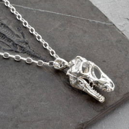 Sterling Silver T Rex Skull Necklace