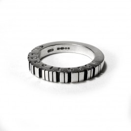 Thick Square Silver Barcode Ring