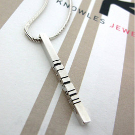 Thin Silver Barcode Pendant