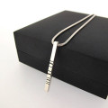 Thin silver barcode pendant gallery image