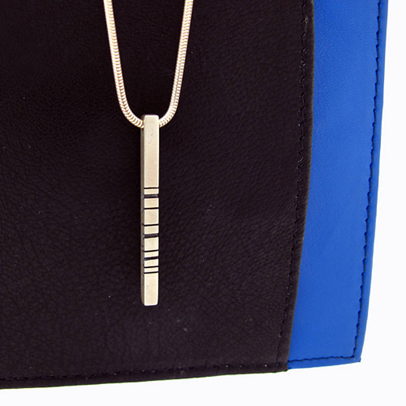 Thin silver barcode pendant gallery image