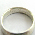 Thin hammered ring detail view
