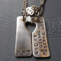 Two Hearts Beat As One Couples Necklaces Two Hearts Beat As One paired dog tag couples necklaces