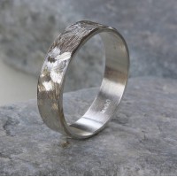 Handmade Unisex Textured Silver Band Ring