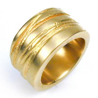 Wide Silver Texture Bound Ring In 18ct Gold Plated