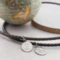 Men's Personalised Woven Leather St Christopher Necklet Men's woven leather St Christopher necklet