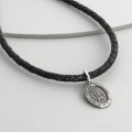 Men's Personalised Woven Leather St Christopher Necklet Woven leather and St Christopher necklet