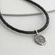 Mens Personalised Woven Leather St Christopher Necklet